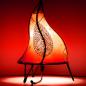 Preview: Orientalische Stehlampe "Henna-Rund" 38 cm Leder Rot