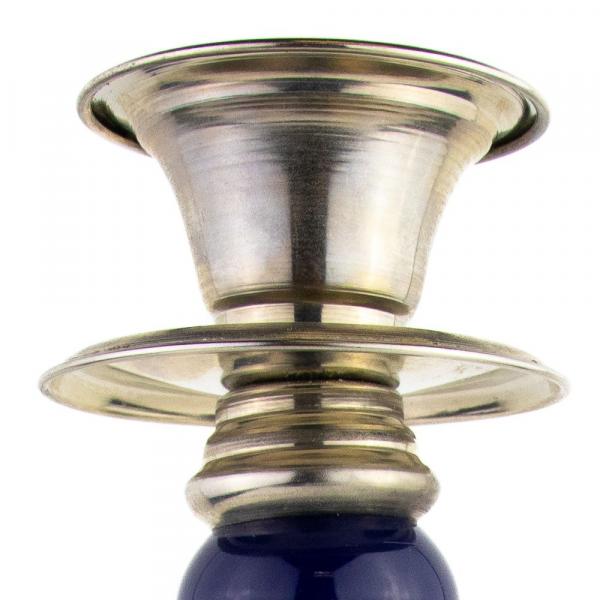 Orientalischer Kerzenhalter Silber-Blau Messing für Kerzen bis  Ø3,5cm