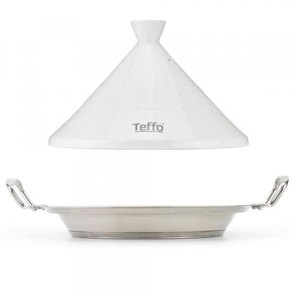 Marokkanische Tajine Teffo Weiß Ø 26 cm Keramik Induktion