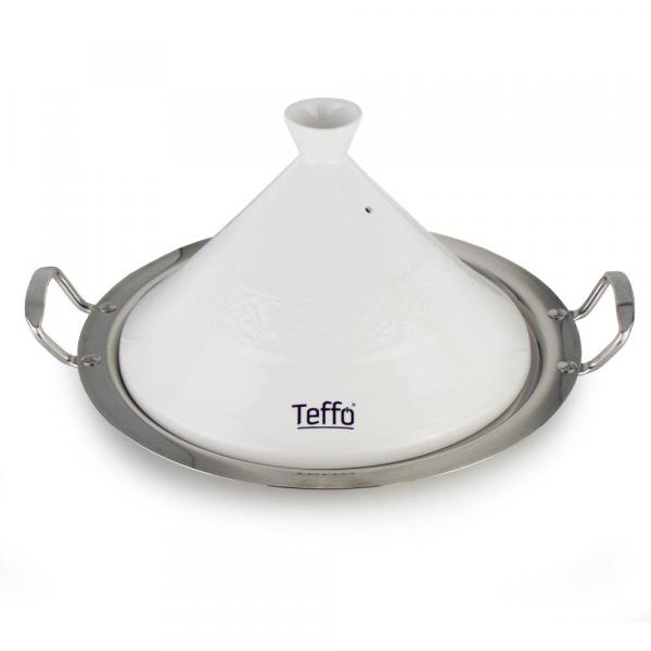 Marokkanische Tajine Teffo Weiß Ø 26 cm Keramik Induktion