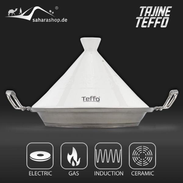 Marokkanische Tajine Teffo Weiß Ø 26 cm Keramik Induktion