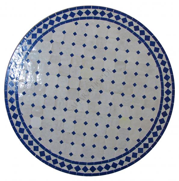 Mosaikplatte Rund Ø 80 cm Blau-Natur