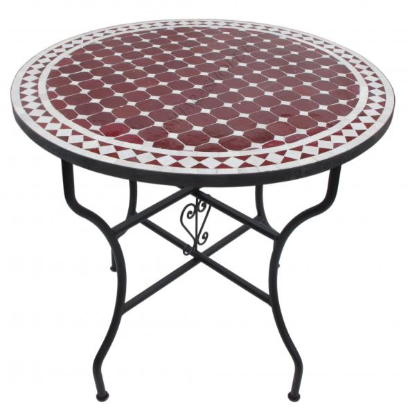 Mediterraner Mosaiktisch Rund Ø 80 cm Bordeaux