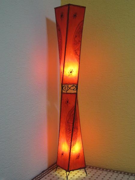 Orientalische Stehlampe Henna-Carre 150 cm Leder Orange