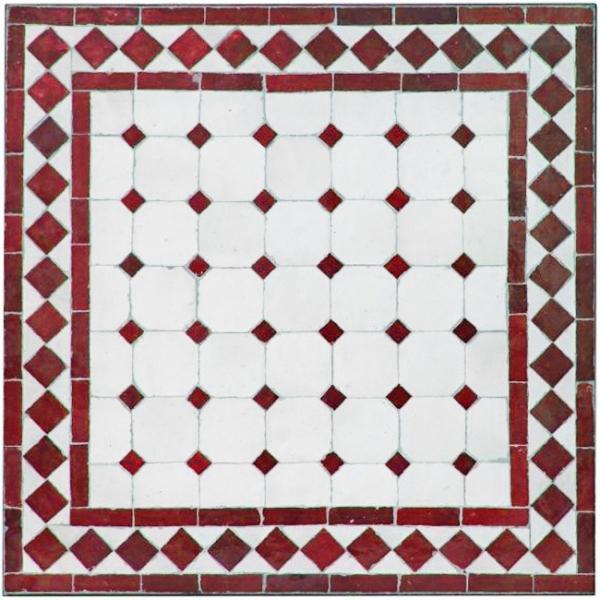 Mediterraner Mosaik Couchtisch Bordeaux-Natur 60 x 60 cm