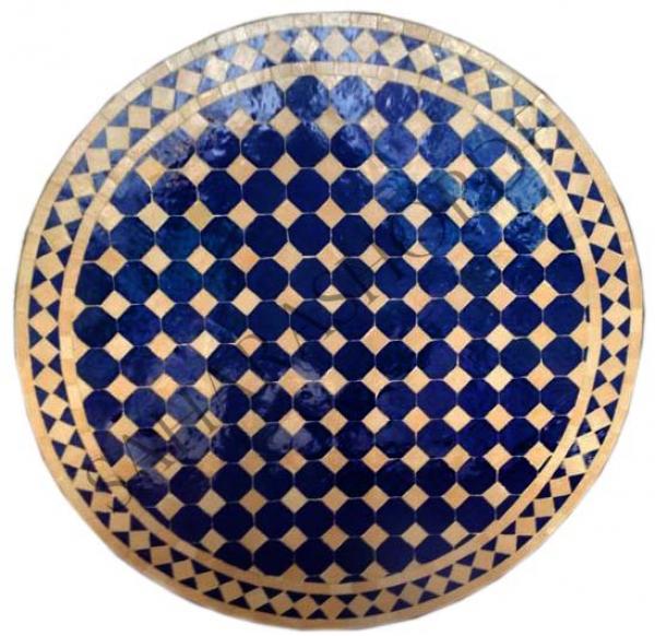 Mediterraner Mosaiktisch Rund Ø 80 cm Dama Blau-Natur