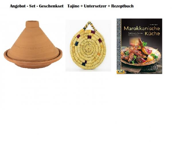 Tajine-Set Geschenkset Tajine 29 cm + Untersetzer + Kochbuch