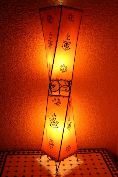 Orientalische Stehlampe Henna-Carre 98 cm Leder Orange