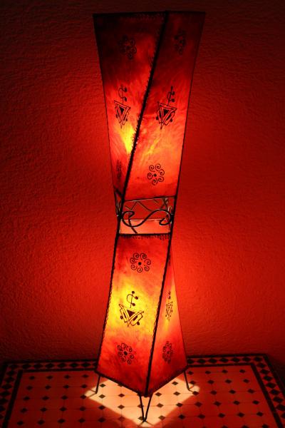 Orientalische Stehlampe "Henna-Carré" 98 cm Leder Rot