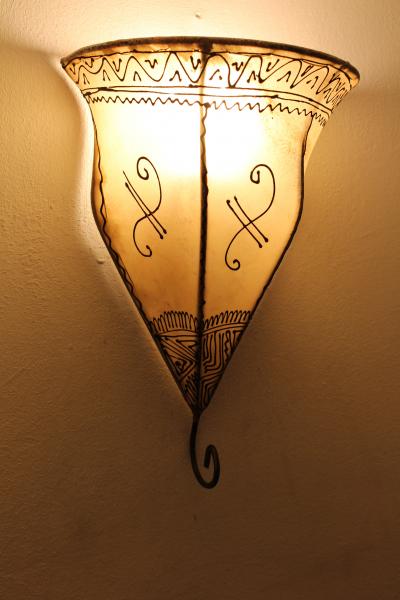 Orientalische Leder-Wandlampe Samira Natur