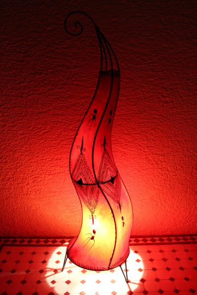 Orientalische Stehlampe Henna-Rund 90 cm Leder Rot