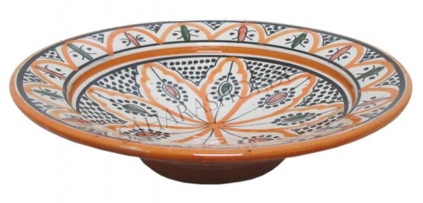 Orientalischer Keramik-Teller rund 25cm Orange-Schwarz