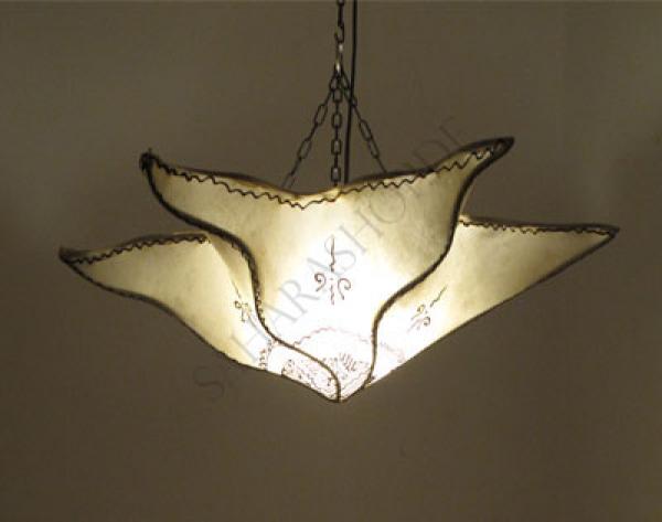 Orientalische Deckenlampe "Stern" Leder Natur