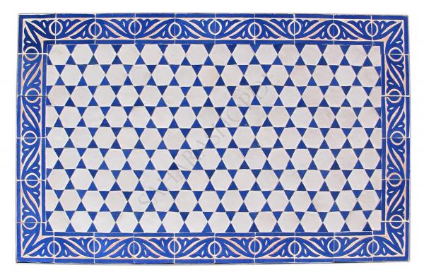 Mediterraner Mosaiktisch Tawriq Dris Blau-Natur 120 x 80 cm