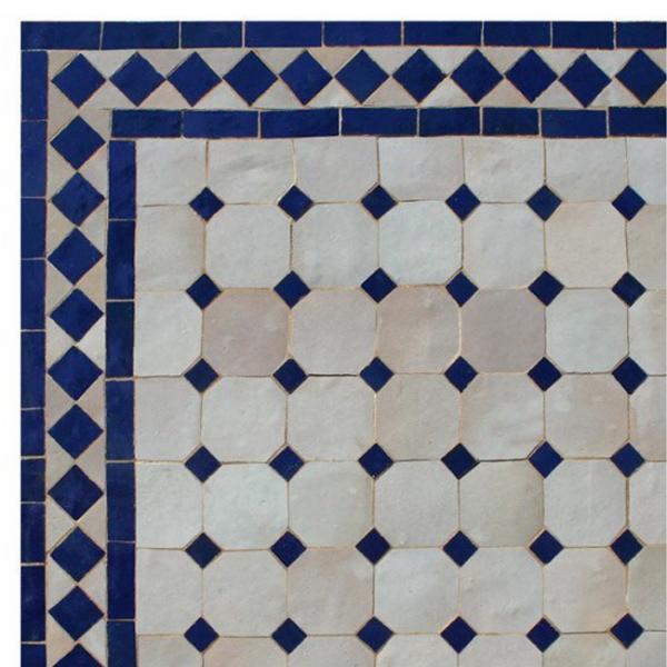 Mediterraner Mosaiktisch Blau-Natur 120 x 80 cm