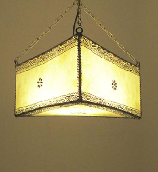 Orientalische Deckenlampe "Parabel" Dreieckig Leder Natur