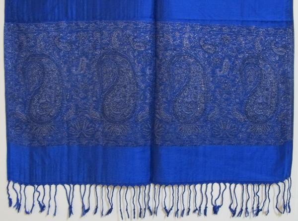 Pashmina Schal - Schultertuch - Stola - mit Paisley Muster - Nr. 14 Blau