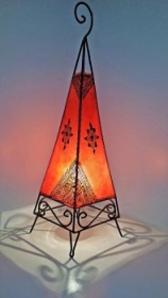 Orientalische Stehlampe "Henna-Pyramid" 73 cm Leder Orange