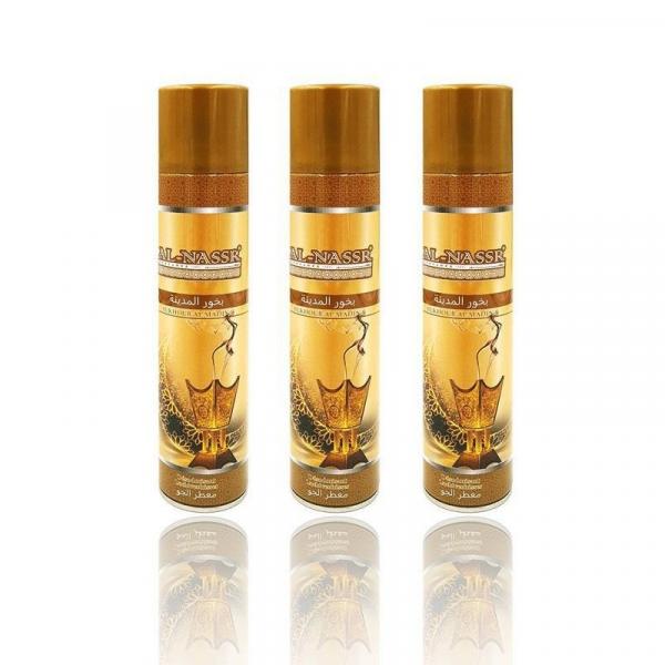 3er-Set Orientalisches Raumspray / Deo / Duft Al-Nassr "Bukhour Al Madina"