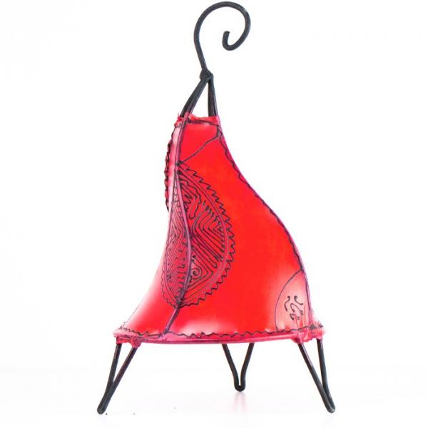 Orientalische Stehlampe "Henna-Rund" 38 cm Leder Rot