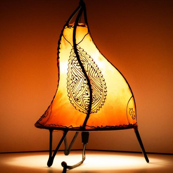 Orientalische Stehlampe Henna-Rund 38 cm Leder Orange