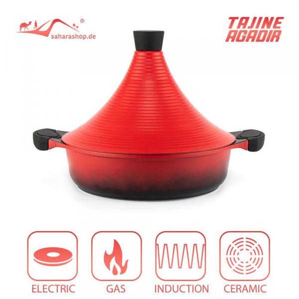 Marokkanische Tajine Agadir Ø 28 cm Induktion Rot Aluminium