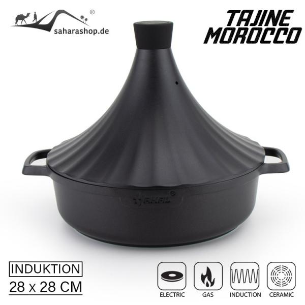 Marokkanische Tajine Morocco Ø 28 cm Keramik Induktion Schwarz Matt