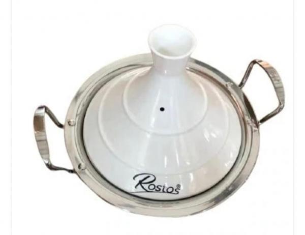 Marokkanische Tajine Rostos Weiß Ø 30 cm Keramik Induktion 2-4 Pers. für alle Herdarten und Backofen geeignet