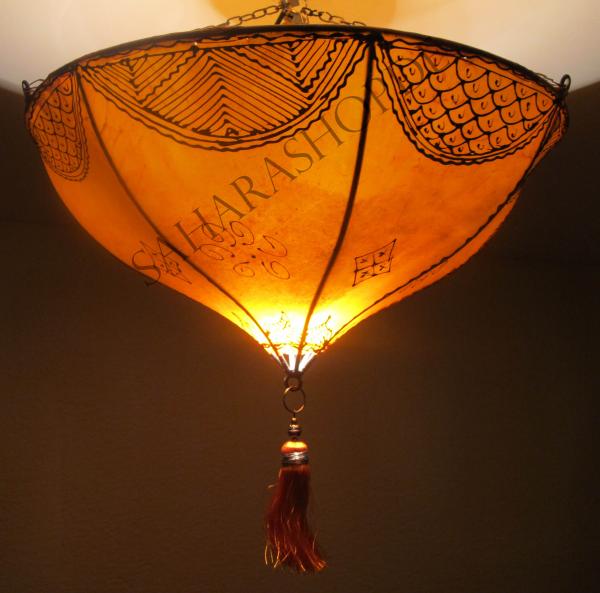 Orientalische Deckenlampe "Tan-Tan" Leder Orange