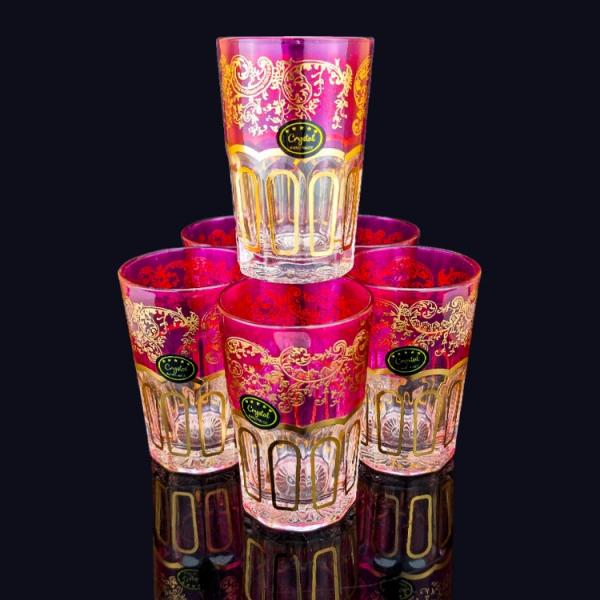 6 Teegläser, Teegläser-Set, Atay, Cay Premium Orientalische Teegläser Gold Pink 