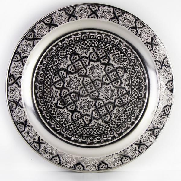 Orientalisches Teetablett Tefor 80 cm Silber