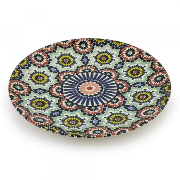 Orientalischer Porzellan-Teller Arabesque rund Ø 25cm Grün-Bunt Speise-Essteller spülmaschinenfest