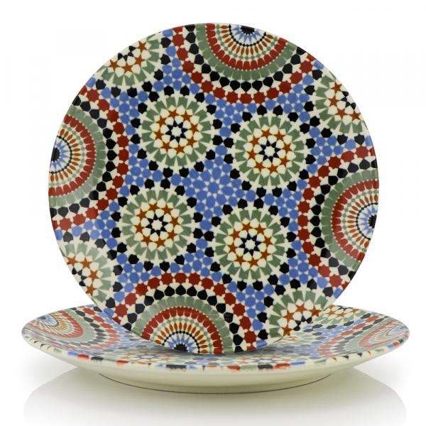 Orientalischer Porzellan-Teller Oriental rund Ø 27cm Blau-Bunt Speise-Essteller spülmaschinenfest