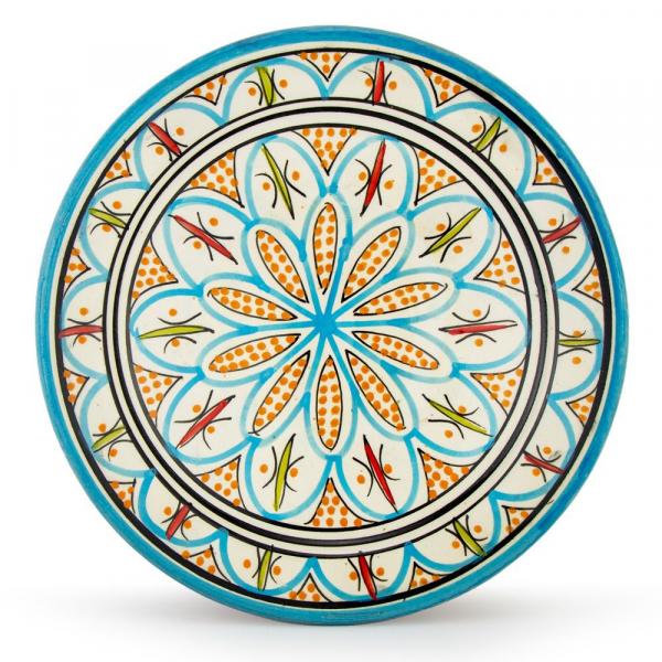 Orientalischer Keramik-Teller rund Ø 25cm Blau-Orange