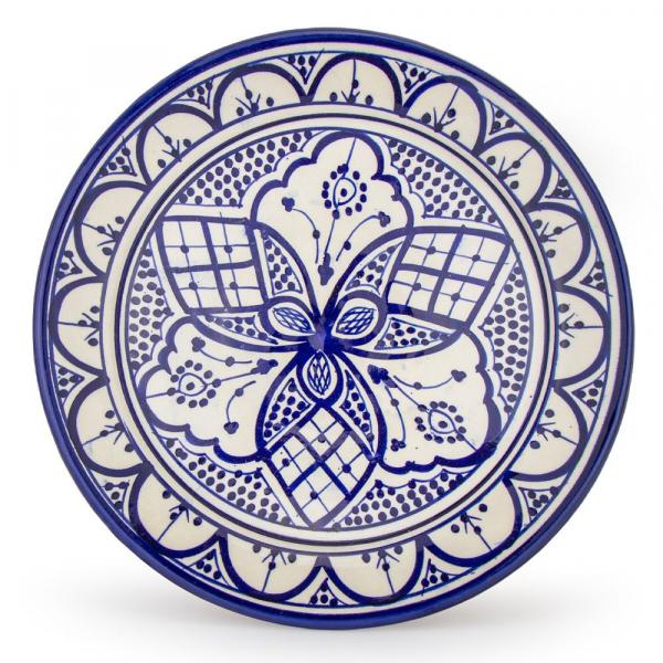 Orientalischer Keramik-Teller rund Ø 25cm Blau/ Weiß