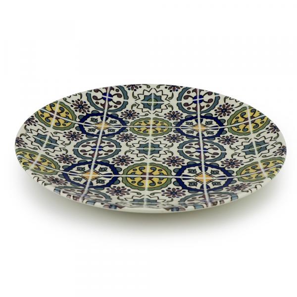 6-er Set Orientalischer Porzellan-Teller Sahara rund Ø20cm Gelb-Blau-Bunt Speise-Essteller spülmaschinenfest