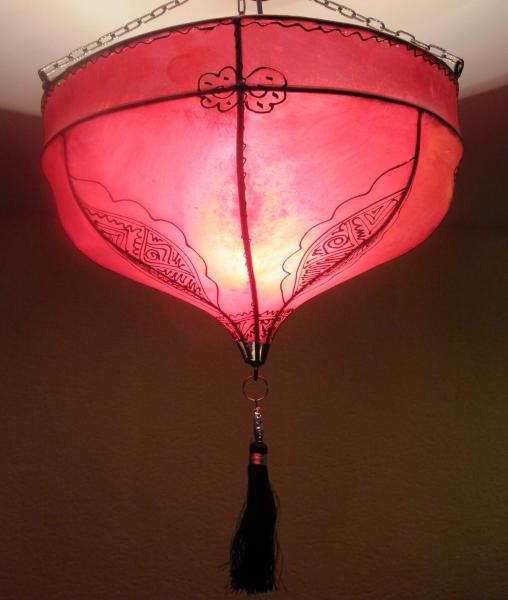 Orientalische Deckenlampe Tiflet Leder Rot