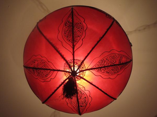 Orientalische Deckenlampe Tiflet Leder Rot