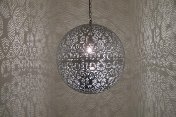 Orientalische Indische Messing Hängelampe Deckenlampe Zarina Silber groß