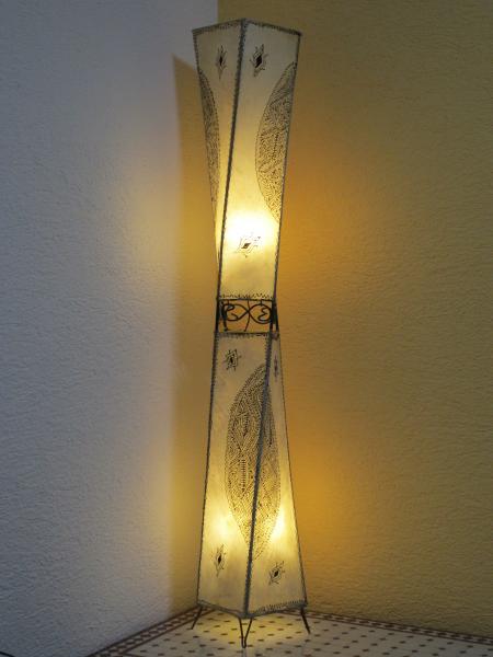 Orientalische Stehlampe "Henna-Carré" 150 cm Leder Natur