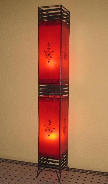 Orientalische Stehlampe "Henna-Koutoubia" 127 cm Leder Rot