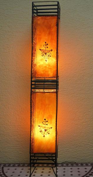 Orientalische Stehlampe "Henna-Koutoubia" 127 cm Leder Orange-Rot