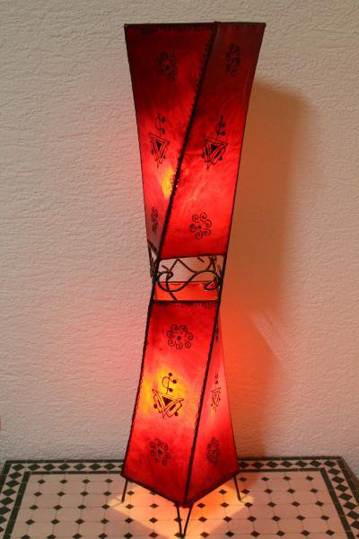 Orientalische Stehlampe "Henna-Carré" 98 cm Leder Rot