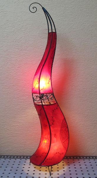 Orientalische Stehlampe "Henna-Rund" 150 cm Leder Rot