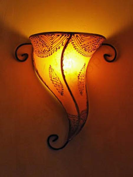 Orientalische Leder-Wandlampe "Nora" Orange