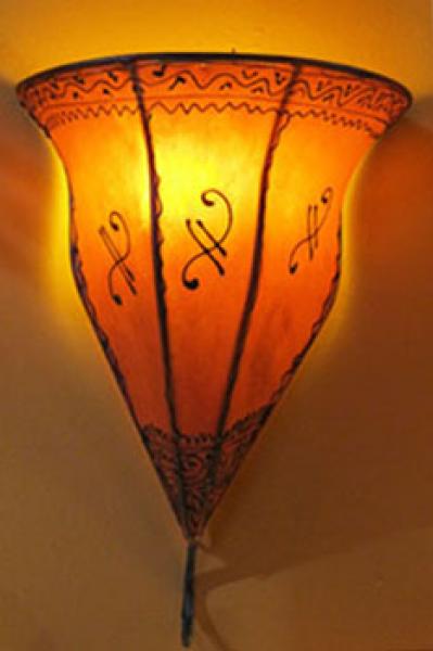 Orientalische Leder-Wandlampe "Samira" Orange