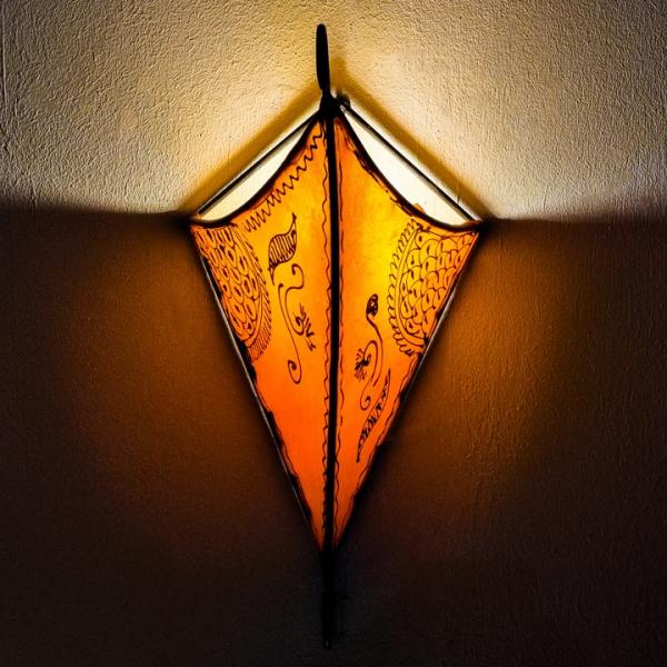 Orientalische Leder-Wandlampe Sara Orange