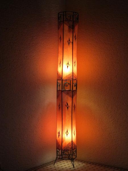 Orientalische Stehlampe Henna-Zylinder 150 cm Leder Orange