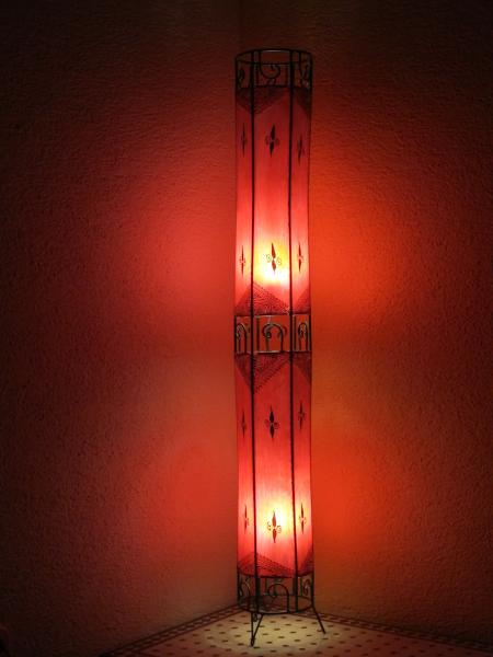 Orientalische Stehlampe Henna-Zylinder 150 cm Leder Rot