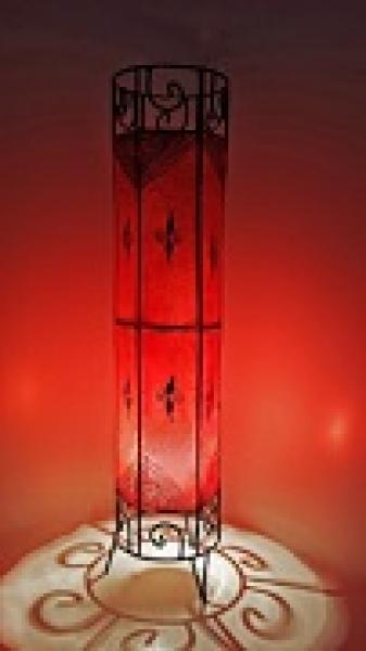 Orientalische Stehlampe "Henna-Zylinder" 79 cm Leder Rot